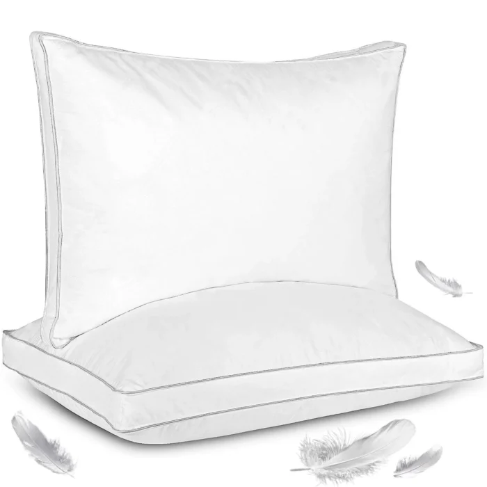 “Queen Size Goose Down Pillow with Cotton Cover – Made in USA”